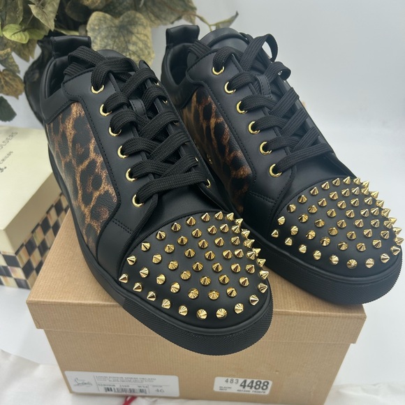 Men's Christian Louboutin, Louis Jr Orlato flat spikes size 46 made in Italy - Picture 1 of 11
